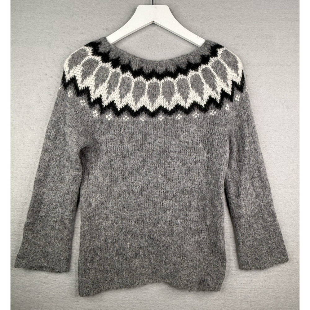 Farmers Market Iceland‎ Sweater Women's S Gray Nordic Fisherman Alpaca Wool